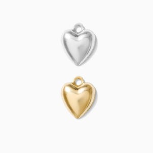 8mm domed heart charm, 14k gold filled, sterling silver, puff heart charm, gold heart charm, silver heart charm, CH42