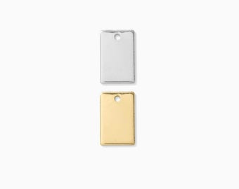 Mini blank rectangle charm w/ one hole, gold filled, sterling silver, .75x.20", 20 gauge, stamping blank, engraving blank, B86