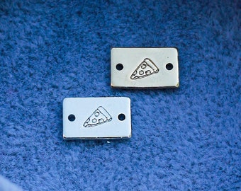 Pizza slice mini stamped connector, gold filled, sterling silver, permanent bracelet connector, SCN508