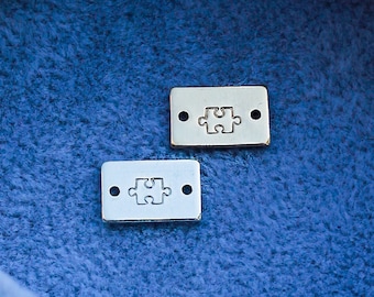 Puzzle piece mini stamped connector, gold filled, sterling silver, permanent bracelet connector, SCN508