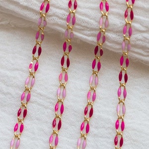 Pink multi color enamel chain, multi color chain, permanent jewelry bulk enamel chain, pink chain, light pink chain, shades of pink, GP112 image 1