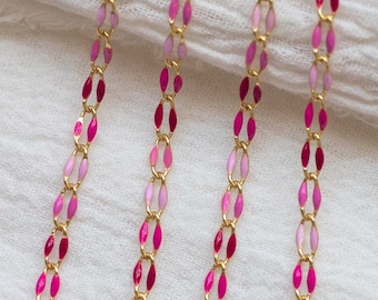 Pink multi color enamel chain, multi color chain, permanent jewelry bulk enamel chain, pink chain, light pink chain, shades of pink, GP112