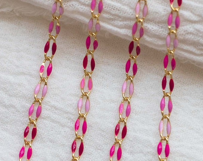 Featured listing image: Pink multi color enamel chain, multi color chain, permanent jewelry bulk enamel chain, pink chain, light pink chain, shades of pink, GP112