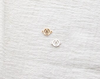 Sobriety Connector Charm, sterling silver, 14k gold filled, triangle in circle connector, permanent jewelry, wholesale connector, CN359