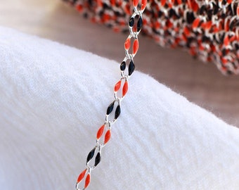 Black and orange enamel chain, Halloween colored chain, footage chain, unfinished chain, chain by the foot, permanent jewelry chain, SP129