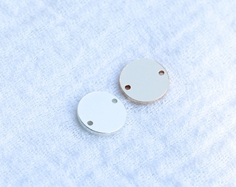 8mm circle disc connector blank, gold filled, sterling silver, disc blank with two holes, engraving blank, stamping blank, B69