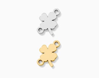 Lucky Clover Connector Charm, 8.5mm, sterling silver, 14k gold filled, permanent jewelry connectors, gold connector, silver connector, CN292