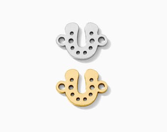 Horseshoe connector charm, sterling silver, gold filled, permanent jewelry connectors, CN263