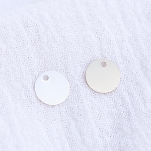 Circle disc charm blank .32&quot; (8mm), with hole, 28.5 gauge, sterling silver, 14k gold filled, engraving blank, stamping blank, B74