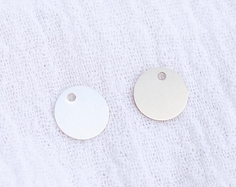 Circle disc charm blank .32" (8mm), with hole, 28.5 gauge, sterling silver, 14k gold filled, engraving blank, stamping blank, B74