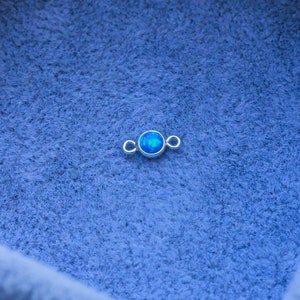 3mm sterling silver blue opal connector, synthetic opal, imitation opal connector link, permanent jewelry supplies, CN268