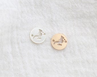 Cardinal Round Connector Charm, 14k gold filled, sterling silver, permanent jewelry supplies, bulk connector, wholesale connector, CN424