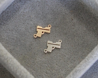 Gun Connector Charm, 14k gold filled, sterling silver, permanent jewelry supplies, bulk connector, wholesale connector, CN383