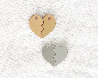 BFF heart charms (1 set), sterling silver, 14k gold filled, best friend heart charm, BFF necklace, CH243