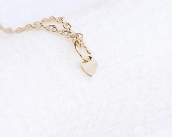 3.5mm heart tag charm, 14k gold filled, heart charm, gold heart charm, CH201