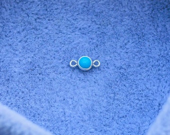 3mm sterling silver turquoise connector, synthetic opal, imitation opal connector link, permanent jewelry supplies, CN274