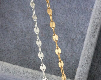 4x2.2mm sunburst paperclip chain, 14k gold filled, .925 sterling silver, permanent jewelry footage, wholesale chain, bulk chain, S105, G105