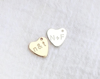 10x11mm custom text heart charm, 14k gold filled, sterling silver, 20 gauge, stamping charm, engraving charm, custom charms CH196