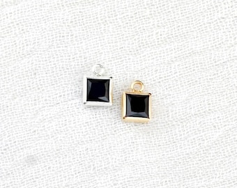 Black Onyx Square Bezel Charm, gold filled, wholesale charm, bulk square charm, gold square charm, permanent jewelry, CH260