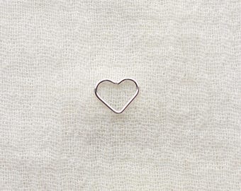 8mm heart connector, sterling silver, permanent jewelry supplies for bracelets and necklaces, closed jump ring, wholesale bulk, CN349
