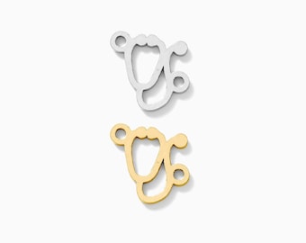 Stethoscope Connector Charm, 6x8mm, sterling silver, 14k gold filled, permanent jewelry connectors, gold silver connector, CN300