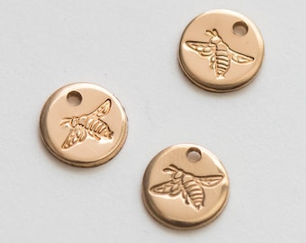 6.3mm Bee charm, permanent jewelry charms, 14k filled charms, bulk gold charms, bulk charms sterling silver, gold filled charms, CH05