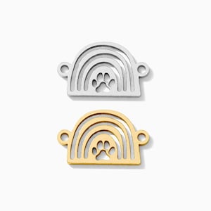 Rainbow bridge connector, rainbow with Paw Connector, sterling silver, 14k gold filled, permanent jewelry connectors, gold silver, CN283