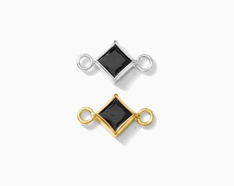 Black Onyx Diamond Bezel Connector3mm, gold filled, sterling silver, wholesale connector, bulk onyx connectors, permanent jewelry, CN316
