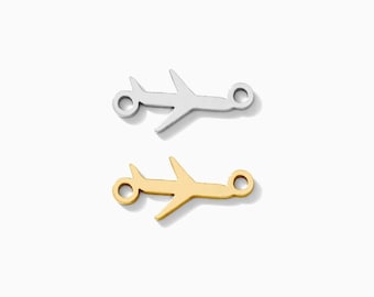 Plane Connector Charm, 14k gold filled, sterling silver, permanent jewelry connectors, gold connector, silver connector, CN286