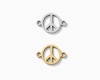 Peace sign gold filled connector charm, peace sign sterling silver connector, permanent jewelry connectors, CN192