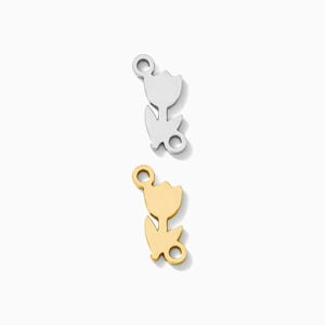 Tulip Connector Charm, 8.8x3.85mm, sterling silver, 14k gold filled, permanent jewelry connectors, gold connector, silver connector, CN302