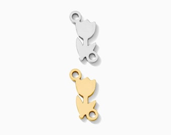 Tulip Connector Charm, 8.8x3.85mm, sterling silver, 14k gold filled, permanent jewelry connectors, gold connector, silver connector, CN302