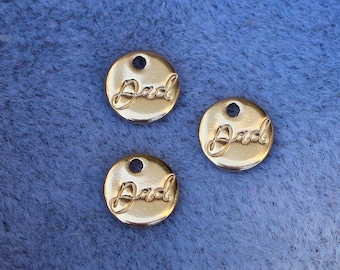 6.3mm dad charm, gold filled, sterling silver, permanent jewelry charms, bulk gold charms, bulk charms silver, wholesale gold charms, CH05