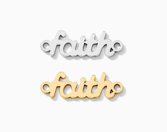 Faith gold filled connector charm, sterling silver connector, permanent jewelry connectors, faith connector charm, CN213