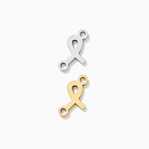 Awareness Ribbon connector charm, sterling silver, gold filled, permanent jewelry connectors, CN248