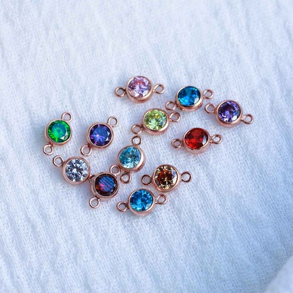 4mm Birthstone Connector, rose gold filled, wholesale birthstone connectors, bulk birthstone connectors, permanent jewelry CN04