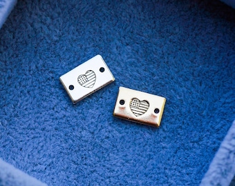 Heart flag connector, gold filled, sterling silver, permanent bracelet flag connector, patriotic connectors, 4th of July, SCN508