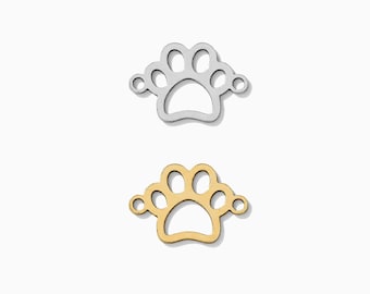 Paw print gold filled connector charm, paw print sterling silver connector, permanent jewelry connectors, CN190
