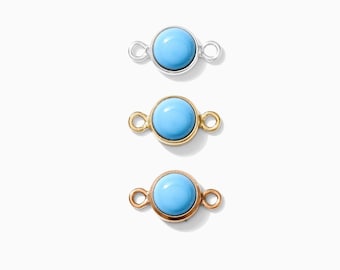 4mm turquoise connector, sterling silver, gold filled, bulk imitation turquoise connectors, permanent jewelry supplies, CN42