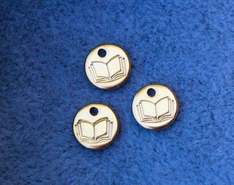 6.3mm book charm, gold filled, sterling silver, permanent jewelry charms, bulk gold charms, bulk charms silver, wholesale gold charms, CH05