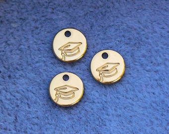 6.3mm Grad cap charm, gold filled, sterling silver, permanent jewelry charms, gold charms, bulk charms silver, wholesale gold charms, CH05