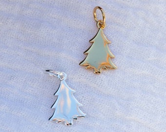 Christmas tree charm, .925 sterling silver Christmas tree pendant, 18k gold plated Christmas tree pendant, Christmas theme charms, CH45