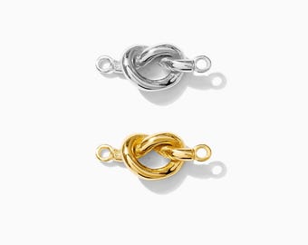 Love knot connector, sterling silver, 18k gold plated, bulk connectors, bracelet connector charm, permanent jewelry, CN81