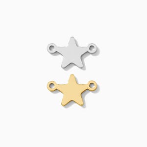 Colgante conector en forma de estrella, plata de ley, chapado en oro, conectores de joyería permanentes, CN262