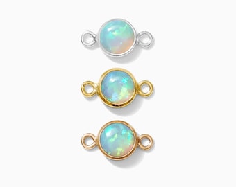 4mm gold filled light green opal connector synthetic, sterling silver, rose gold filled, imitation opal connector, permanent jewelry, CN239