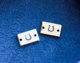 Horseshoe mini stamped connector, gold filled, sterling silver, permanent bracelet connector, SCN508