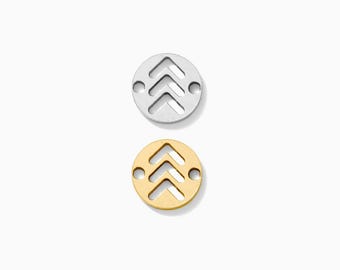 Three Arrows Down syndrome awareness Connector Charm, three chevrons, sterling silver, 14k gold filled, permanent jewelry connectors, CN298