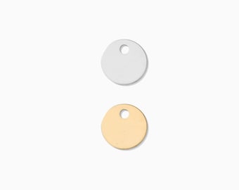 Circle disc charm blank 6mm with hole, 28.5 gauge, sterling silver, 14k gold filled, engraving blank, stamping blank, CH30
