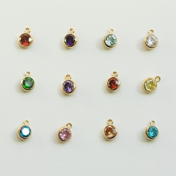Birthstone charm, 4mm, 14k gold filled, .925 sterling silver, wholesale birthstone charms, bulk birthstone charms, permanent jewelry, CH11