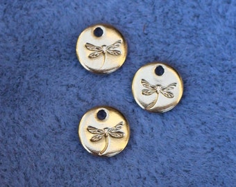 6.3mm dragonfly charm, gold filled, sterling silver, permanent jewelry charms, bulk gold charms, bulk charms silver, wholesale gold, CH05